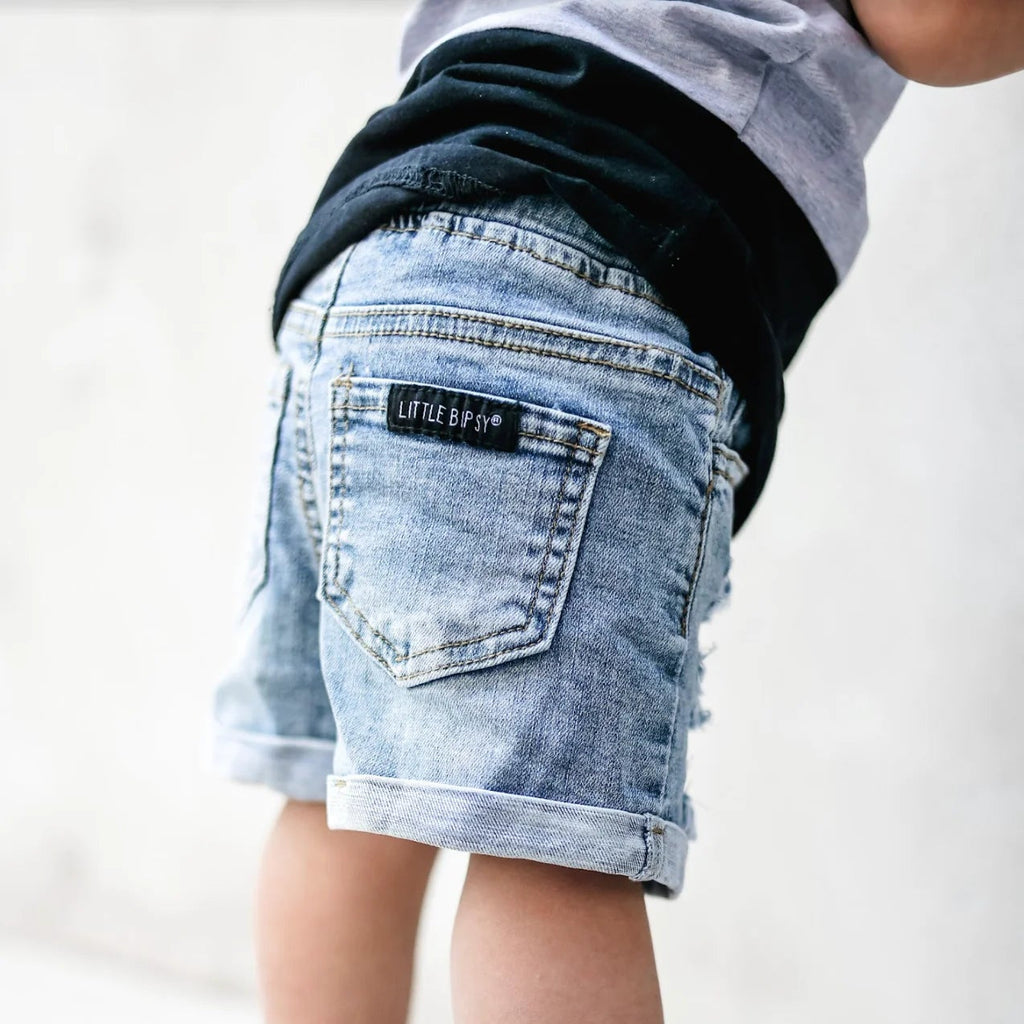 Light Wash Distressed Denim Short